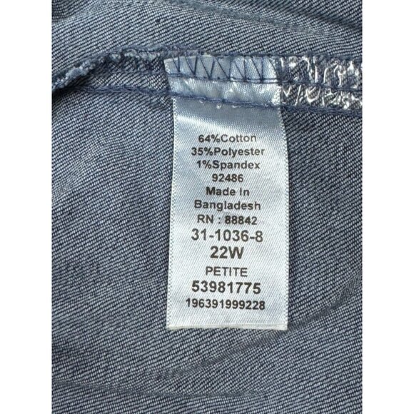 Woman Within Womens Blue Denim Jeans Pull On High Rise Bootcut Size 22WP NEW - Picture 6 of 15